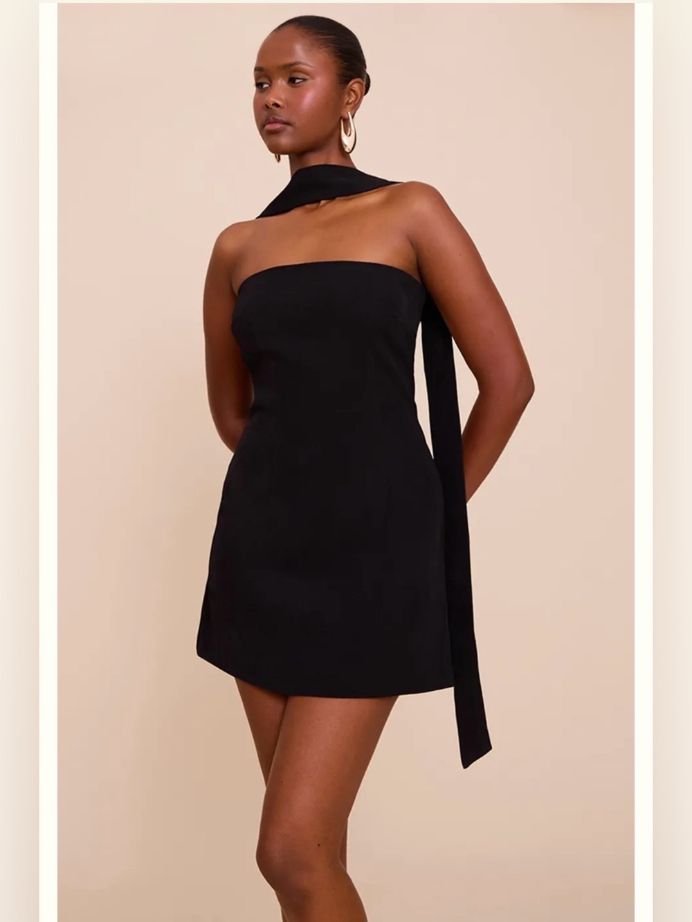 PLT WOVEN SCARF DETAIL BANDEAU SHIFT DRESS